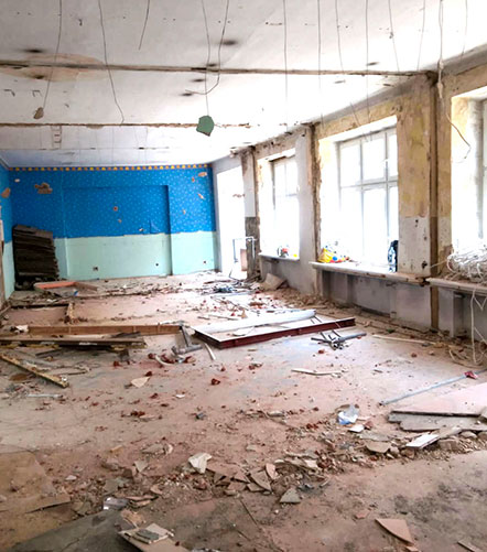 Wyburzone wnętrze budynku